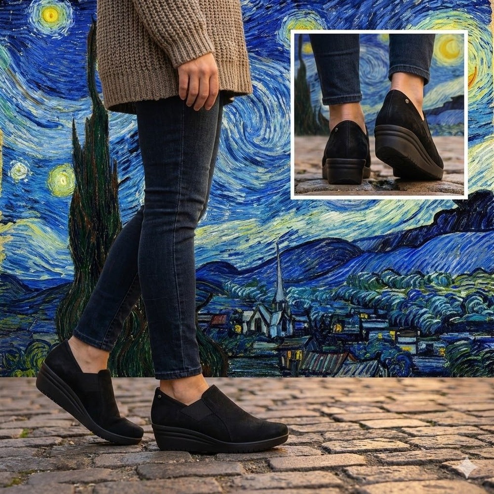 Mephisto Black Nubuck Leather Wedge Slip On Shoes US 10.5 EUR 8 Soft-Air GoWing
